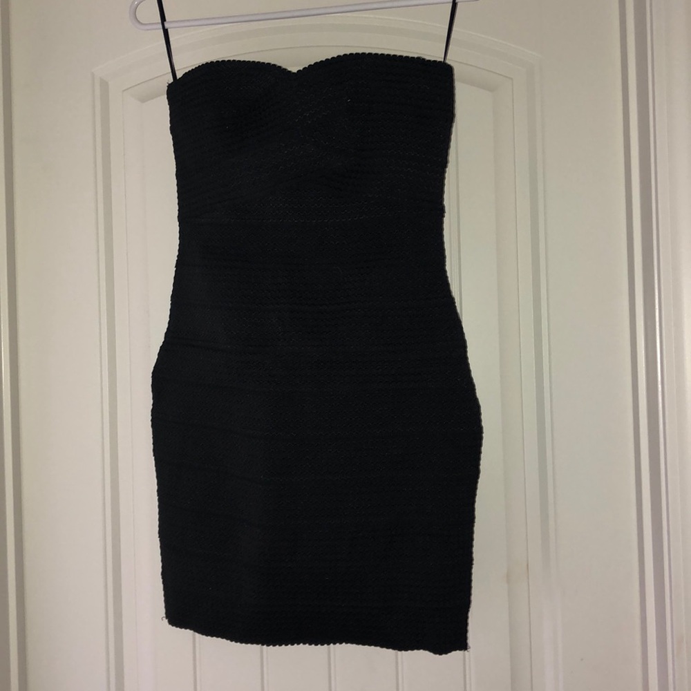 Black strapless dress